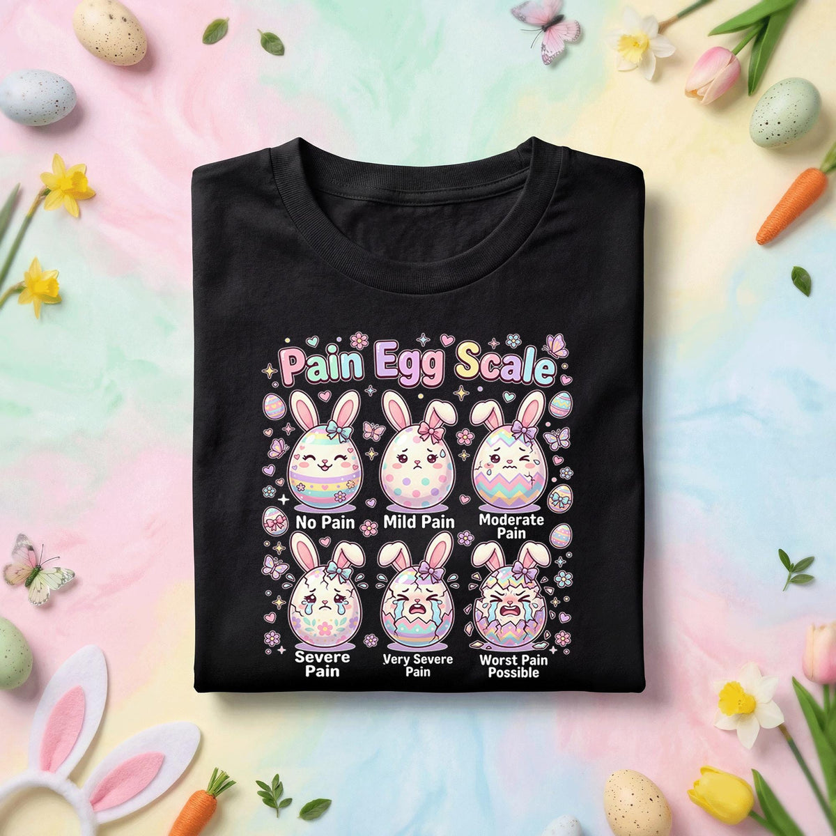 Pain Egg Scale Easter Shirt Funny Bunny Pain Scale Tee Cute Easter Nurse Shirt Easter Humor Shirt