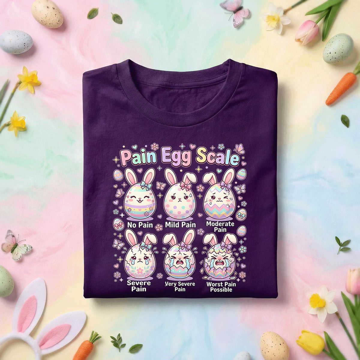 Pain Egg Scale Easter Shirt Funny Bunny Pain Scale Tee Cute Easter Nurse Shirt Easter Humor Shirt