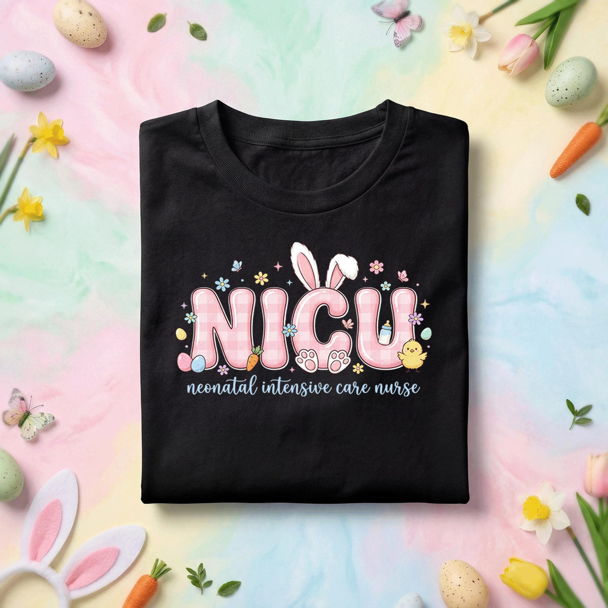NICU Nurse Easter Shirt Cute NICU Bunny Shirt Neonatal Intensive Care Nurse Tee Easter Nurse Gift Spring NICU Shirt