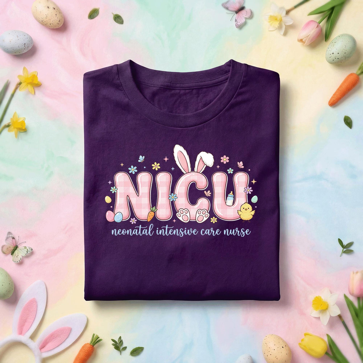 NICU Nurse Easter Shirt Cute NICU Bunny Shirt Neonatal Intensive Care Nurse Tee Easter Nurse Gift Spring NICU Shirt