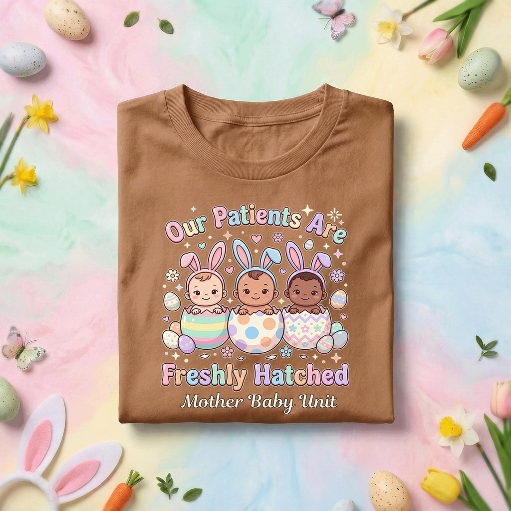 Mother Baby Unit Easter Shirt Freshly Hatched Babies Shirt NICU Nurse Easter Shirt Cute Baby Bunny Shirt