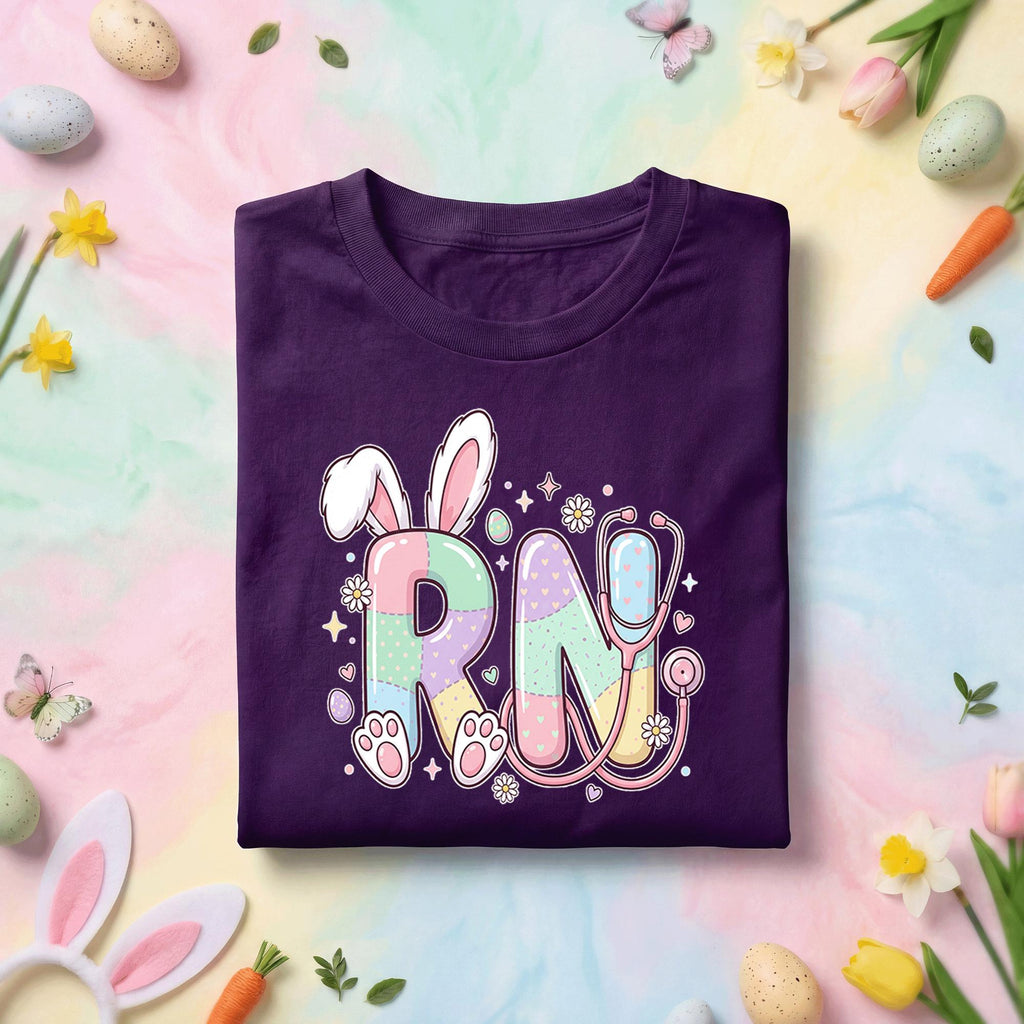 RN Easter Shirt Cute Nurse Bunny Shirt Pastel RN Nurse Gift Spring Stethoscope Tee