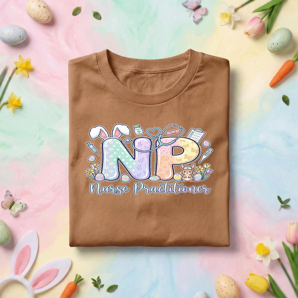 NP Easter Nurse Practitioner Shirt, Cute Bunny Nurse Practitioner Tee, Spring Medical Gift, Easter Nurse Graphic Top for NP Professionals
