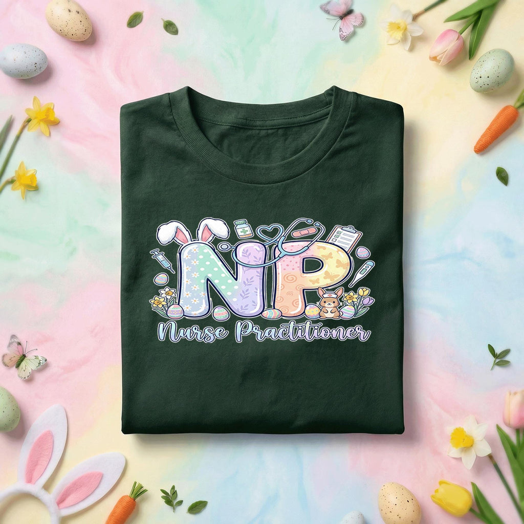 NP Easter Nurse Practitioner Shirt, Cute Bunny Nurse Practitioner Tee, Spring Medical Gift, Easter Nurse Graphic Top for NP Professionals