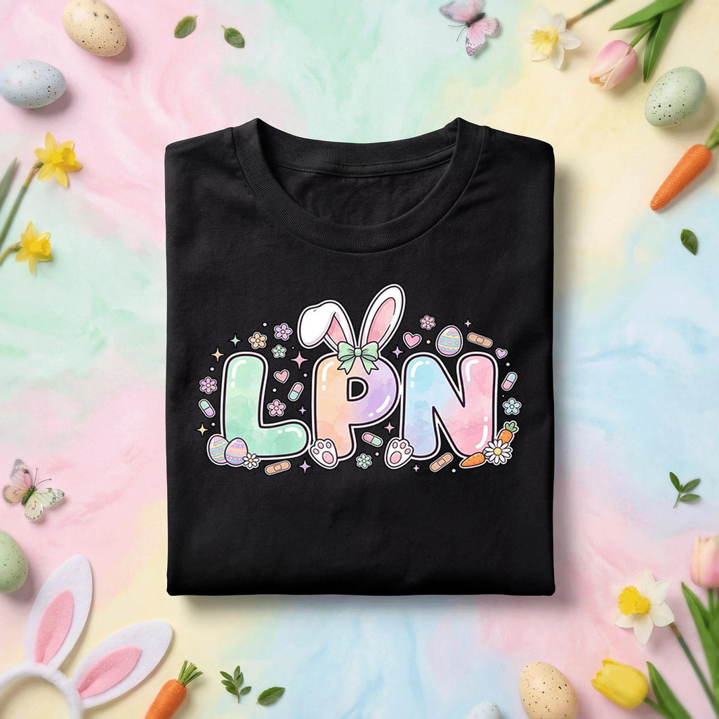 Pastel LPN Easter Bunny Nurse Shirt, Cute Licensed Practical Nurse Easter Tee