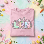 Pastel LPN Easter Bunny Nurse Shirt, Cute Licensed Practical Nurse Easter Tee, Spring Nurse Gift, Bunny Ear LPN Graphic T Shirt for Nurses