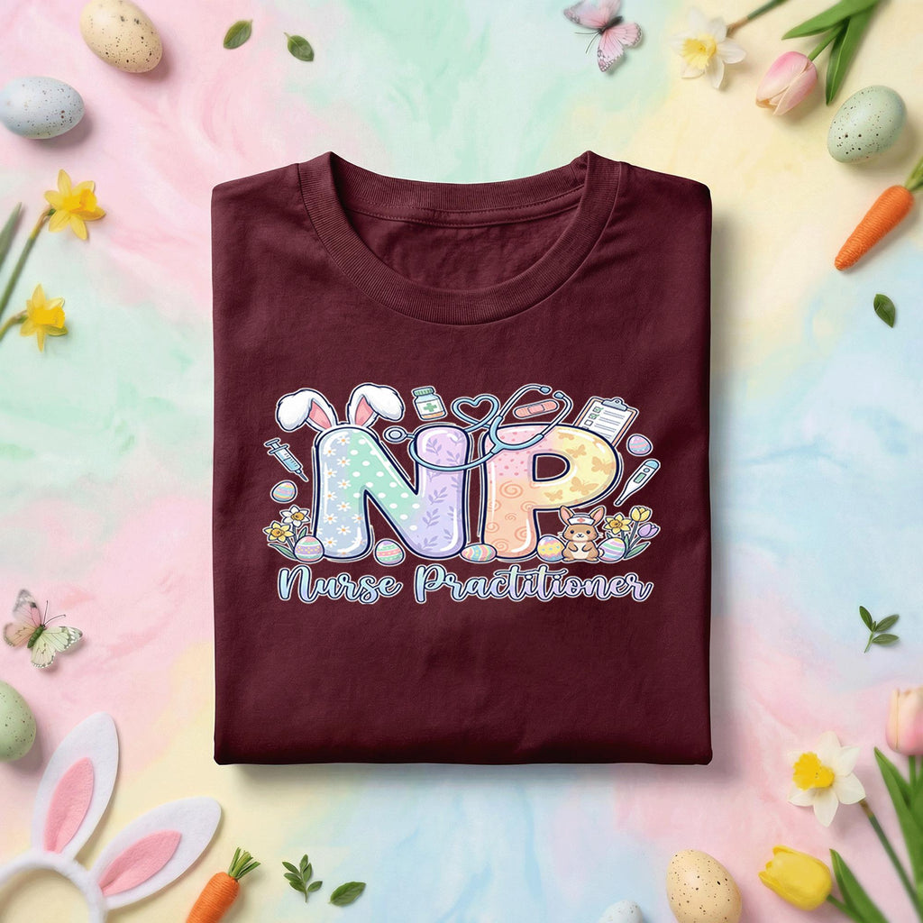 NP Easter Nurse Practitioner Shirt, Cute Bunny Nurse Practitioner Tee, Spring Medical Gift, Easter Nurse Graphic Top for NP Professionals