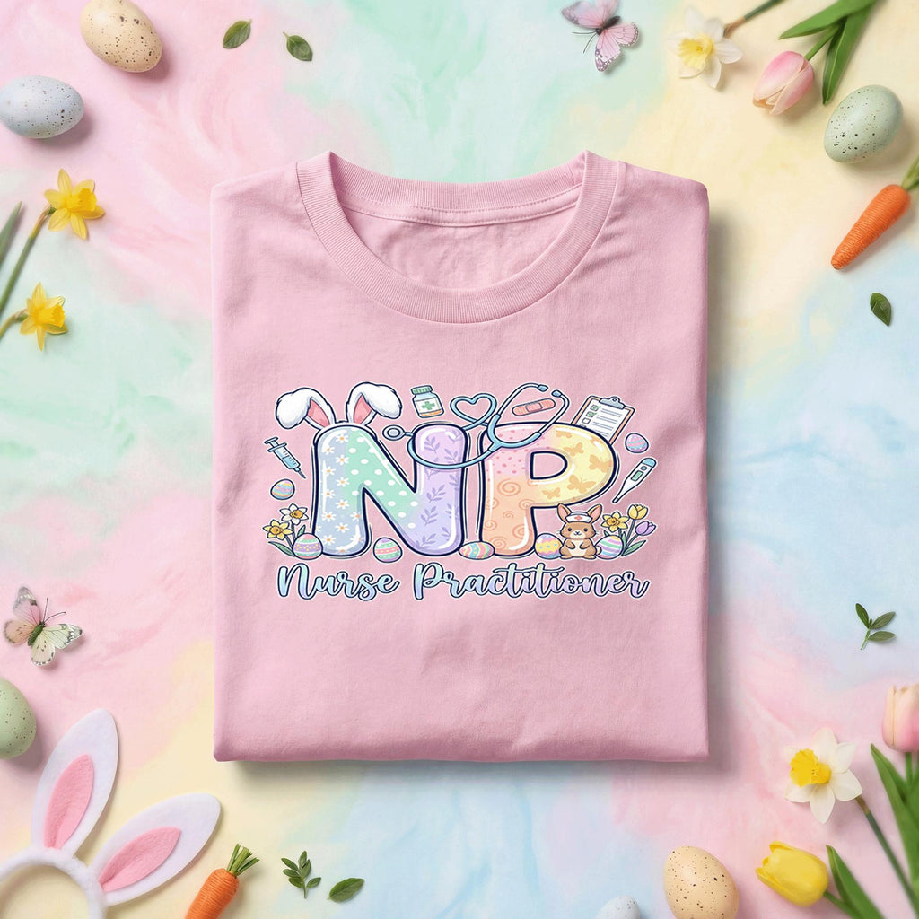NP Easter Nurse Practitioner Shirt, Cute Bunny Nurse Practitioner Tee, Spring Medical Gift, Easter Nurse Graphic Top for NP Professionals