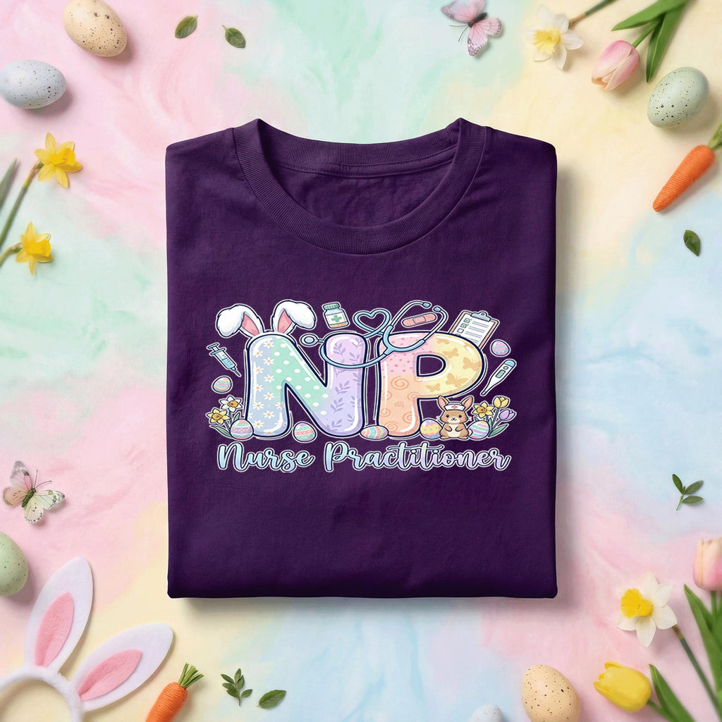 NP Easter Nurse Practitioner Shirt, Cute Bunny Nurse Practitioner Tee, Spring Medical Gift, Easter Nurse Graphic Top for NP Professionals