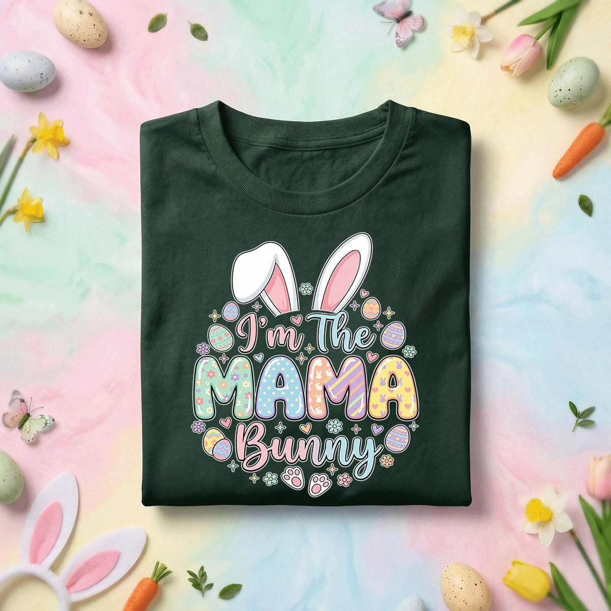 I'm The Mama Bunny Easter Shirt, Cute Pastel Bunny Mom Easter Tee, Spring Holiday Mother's Day Gift Top