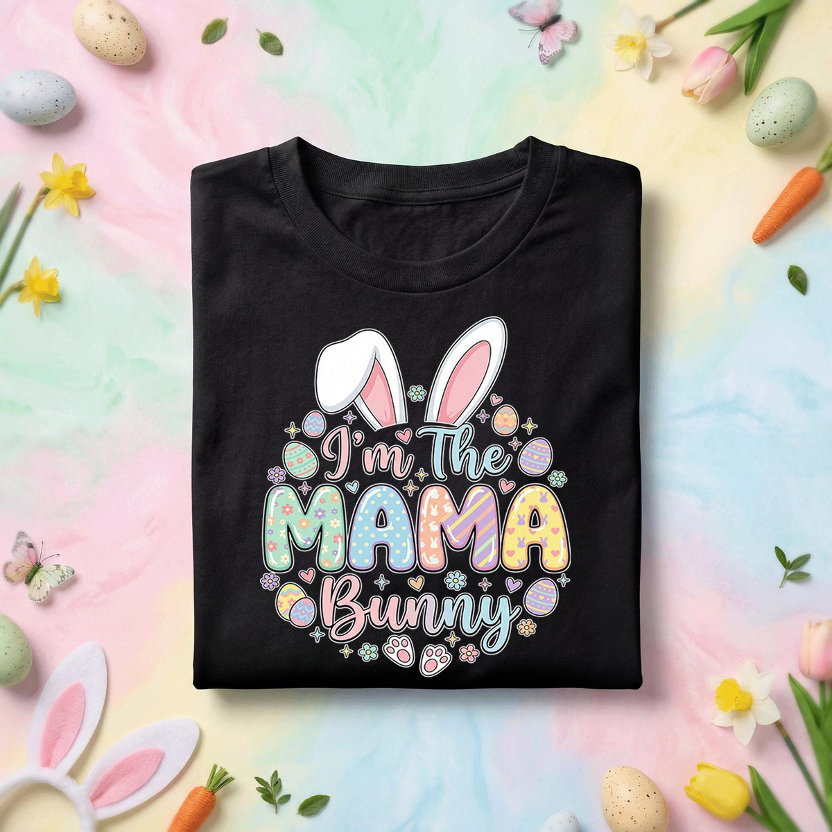I'm The Mama Bunny Easter Shirt, Cute Pastel Bunny Mom Easter Tee