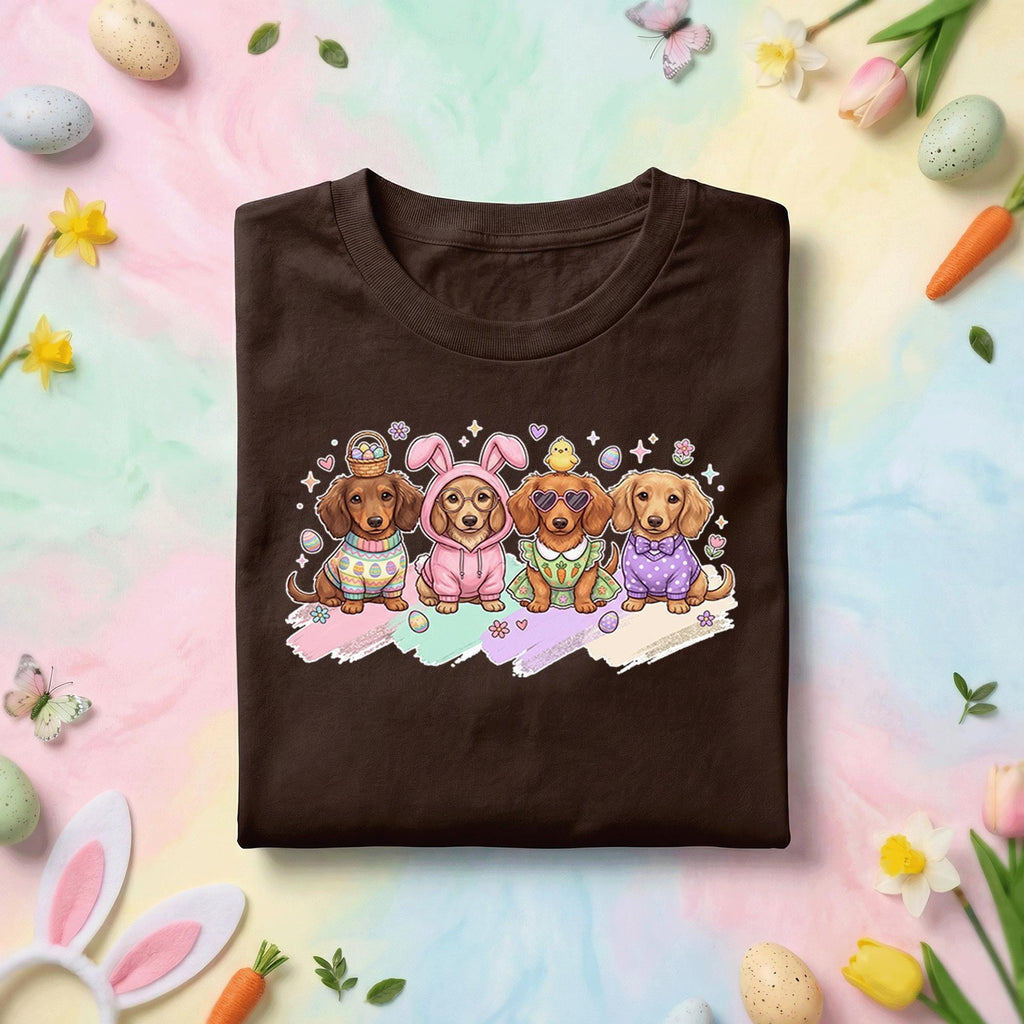 Dachshund Easter Dogs Shirt, Cute Dachshund Puppy Bunny Outfit Tee