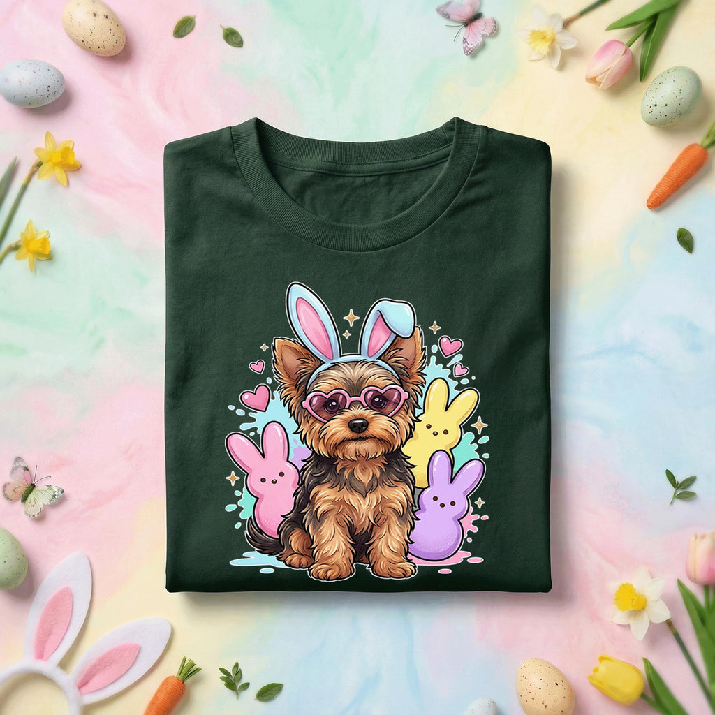 Dog Easter Yorkie Puppy Shirt, Cute Bunny Dog Easter Tee, Pastel Spring Dog Lover Holiday Top