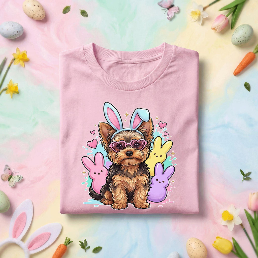 Dog Easter Yorkie Puppy Shirt, Cute Bunny Dog Easter Tee, Pastel Spring Dog Lover Holiday Top