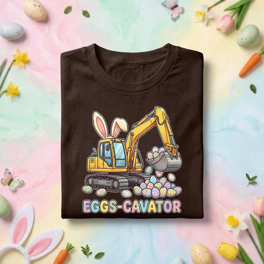 Easter Eggs-cavator Shirt Youth boys Kids, Cute Construction Bunny Excavator Tee, Pastel Spring Holiday Egg Hunt Top