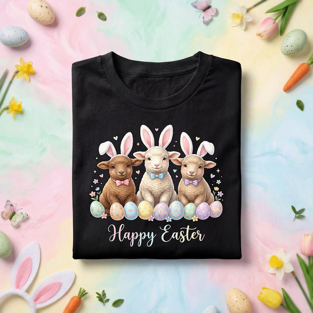 Happy Easter Lambs Shirt, Cute Bunny Ears Baby Sheep Easter Tee
