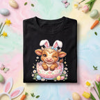 Easter Baby Cow Shirt, Cute Bunny Ears Calf in Egg Easter Tee, Pastel Spring Holiday Animal Top