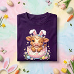 Easter Baby Cow Shirt, Cute Bunny Ears Calf in Egg Easter Tee, Pastel Spring Holiday Animal Top