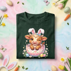 Easter Baby Cow Shirt, Cute Bunny Ears Calf in Egg Easter Tee, Pastel Spring Holiday Animal Top