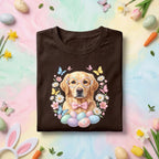 Easter Golden Retriever Shirt, Cute Spring Dog Easter Tee, Pastel Flowers and Eggs Holiday Top