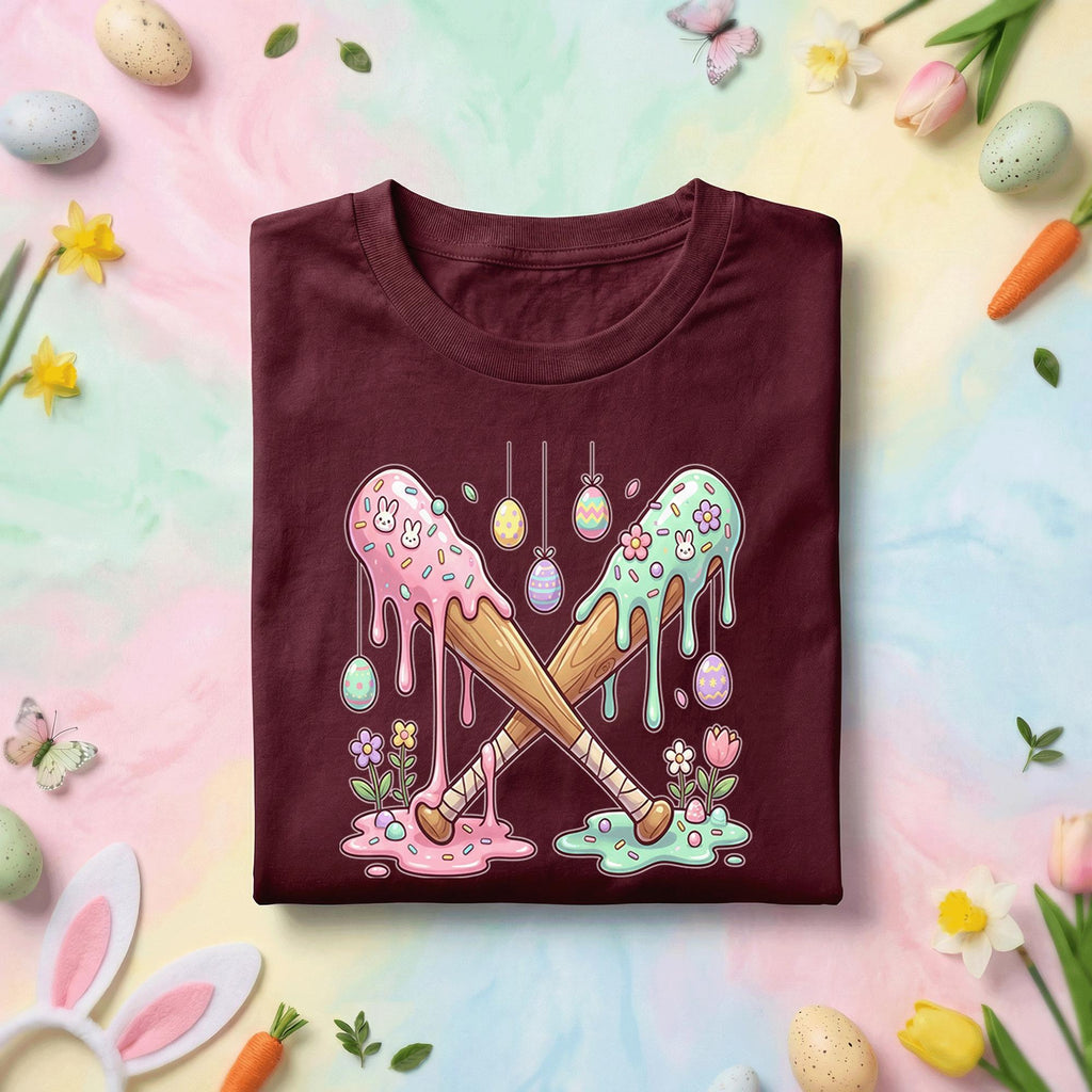 Happy Easter Day Shirt Youth Boys, Kids Baseball Drip Ice Cream Shirt, Dripping Baseball Easter Day Apparel, Easter Baseball Bat Drip Tee