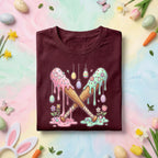 Happy Easter Day Shirt Youth Boys, Kids Baseball Drip Ice Cream Shirt, Dripping Baseball Easter Day Apparel, Easter Baseball Bat Drip Tee