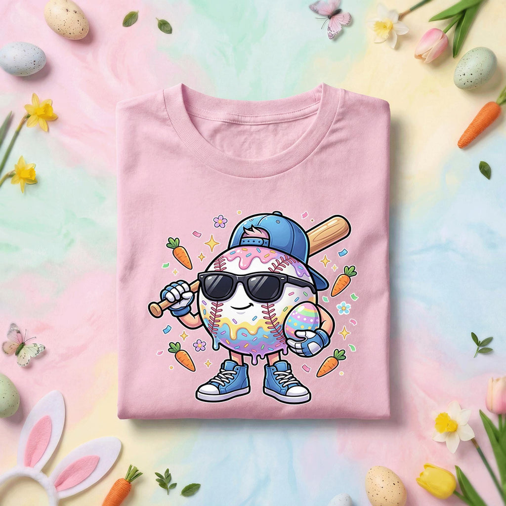 Happy Easter Day Shirt Youth Boys, Kids Baseball Drip Ice Cream Shirt, Dripping Baseball Easter Day, Easter Baseball Egg Character Tee