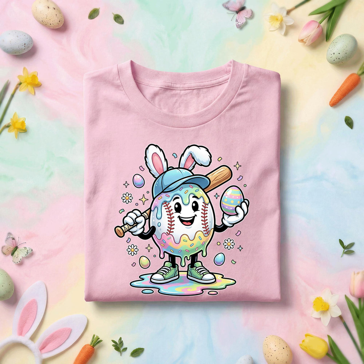 Happy Easter Day Shirt Youth Boys, Kids Baseball Drip Ice Cream Shirt, Dripping Baseball Easter Day Apparel Adults