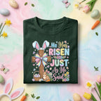 He Has Risen Just As He Said Easter Shirt with Cross, Bunny, Flowers and Bible Inspired Spring Tee