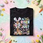 He Has Risen Just As He Said Easter Shirt with Cross, Bunny, Flowers and Bible Inspired Spring Tee