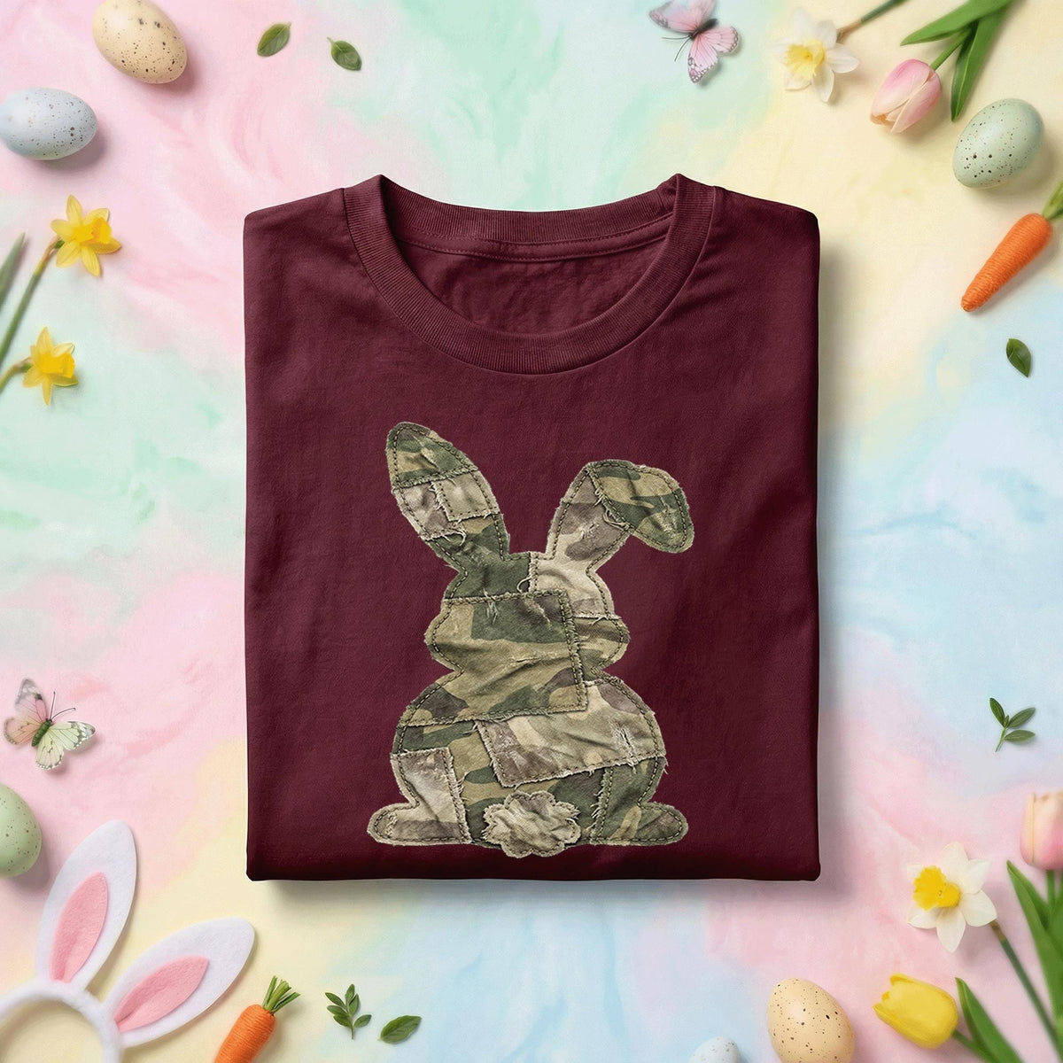 Camo Easter Bunny Shirt, Military Style Easter Tee, Camouflage Bunny Camo Shirt, Rustic Spring Holiday Top
