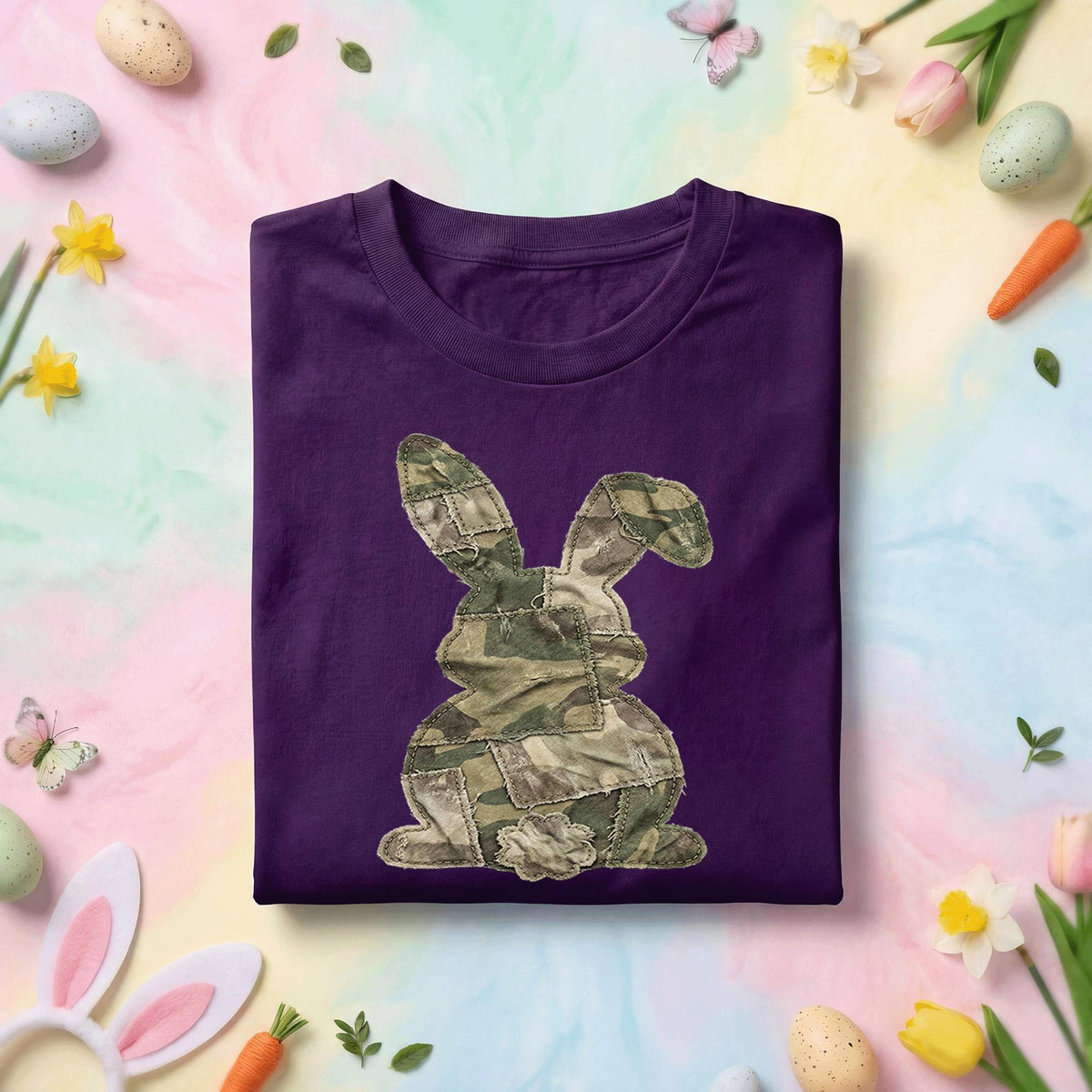 Camo Easter Bunny Shirt, Military Style Easter Tee, Camouflage Bunny Camo Shirt, Rustic Spring Holiday Top