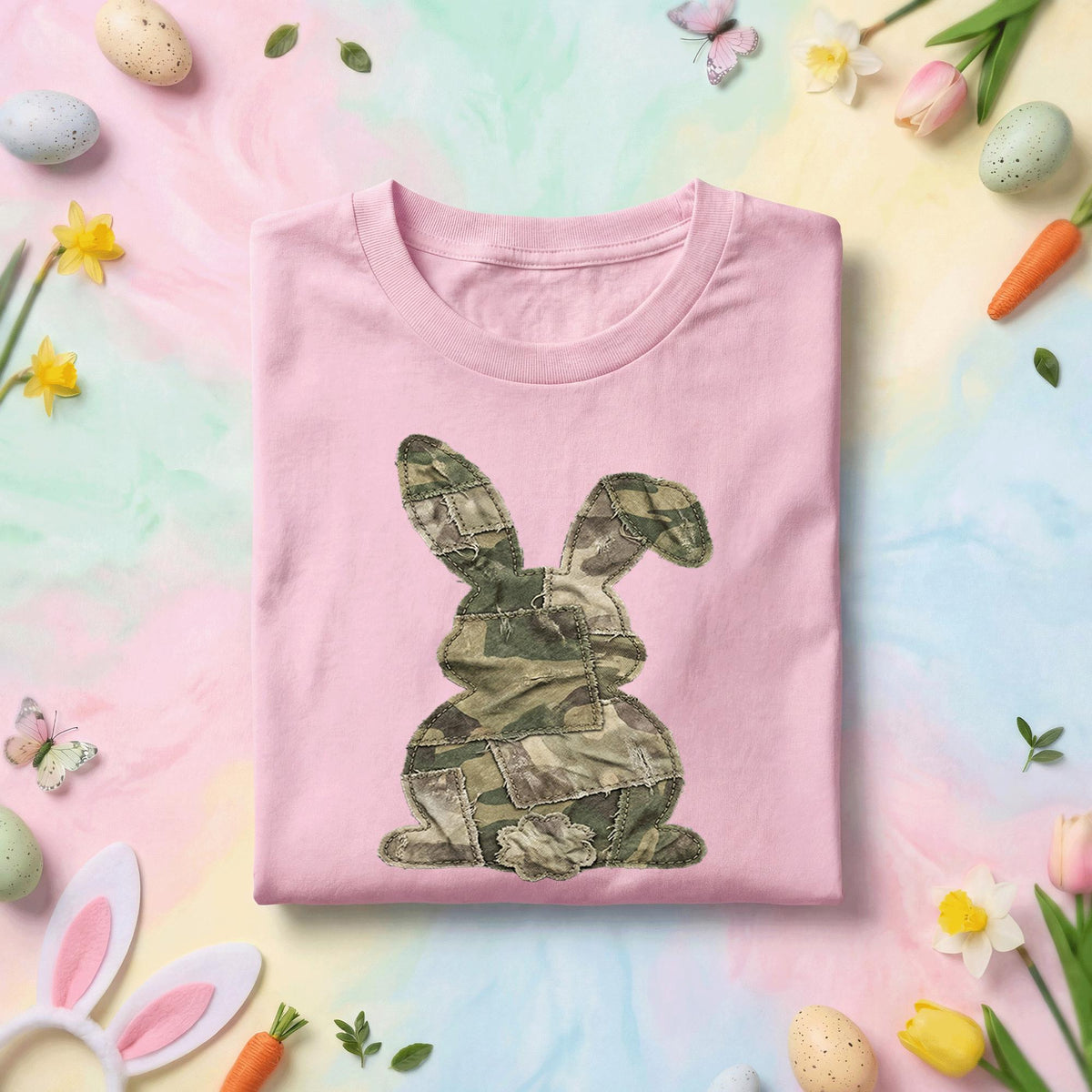Camo Easter Bunny Shirt, Military Style Easter Tee, Camouflage Bunny Camo Shirt, Rustic Spring Holiday Top
