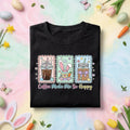 Coffee Makes Me So Happy Shirt, Spring Easter Bunny and Coffee Easter Tee