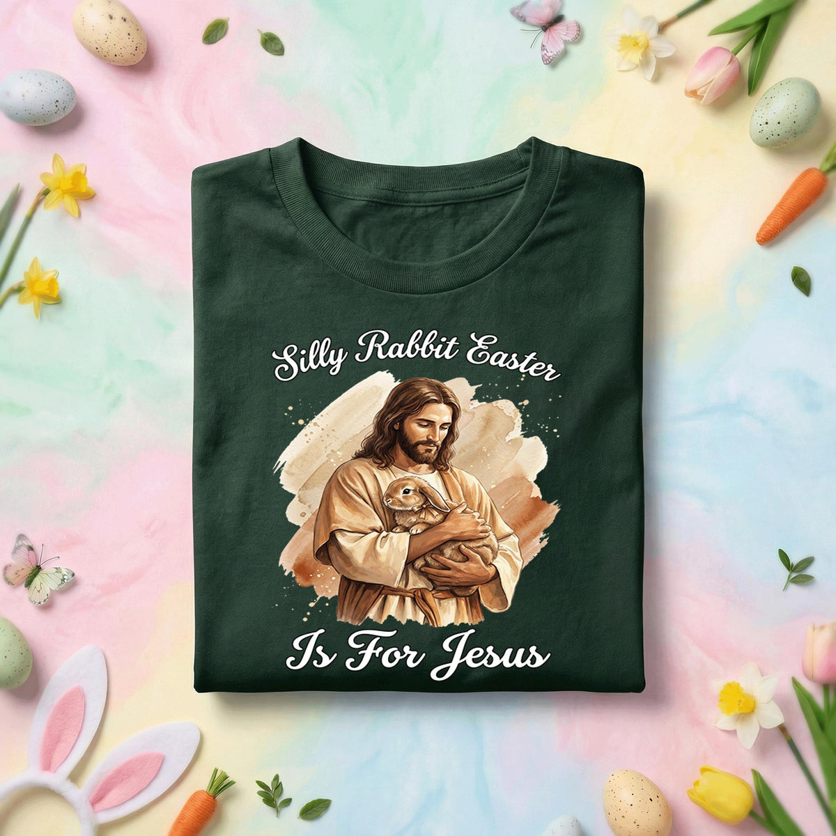 Silly Rabbit Easter is For Jesus Shirt, Christian Easter Tee, Jesus Holding Bunny, Religious Easter Shirt