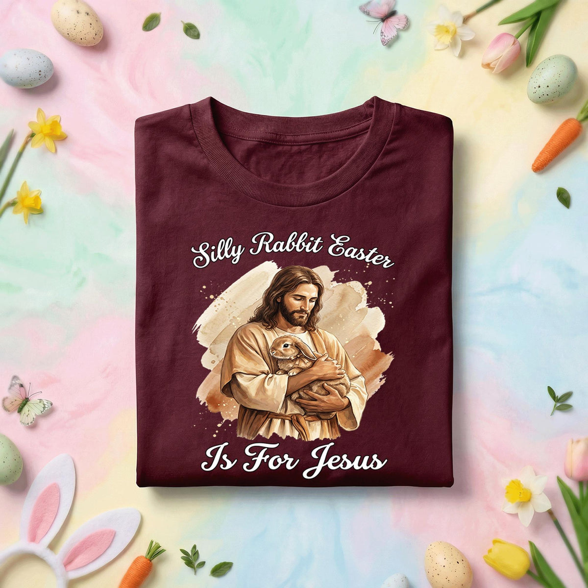 Silly Rabbit Easter is For Jesus Shirt, Christian Easter Tee, Jesus Holding Bunny, Religious Easter Shirt