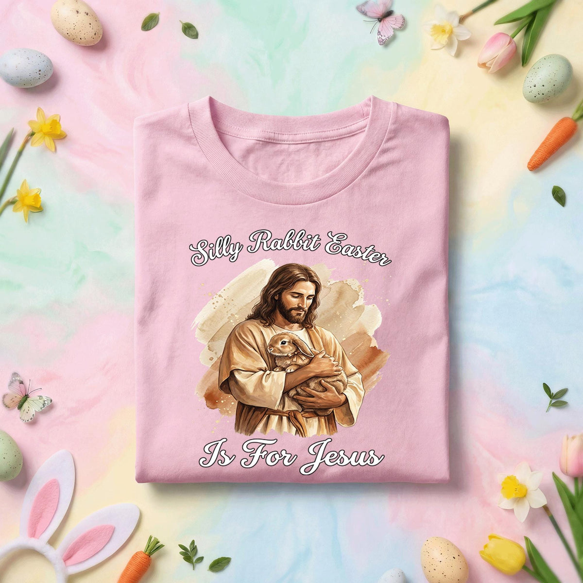 Silly Rabbit Easter is For Jesus Shirt, Christian Easter Tee, Jesus Holding Bunny, Religious Easter Shirt
