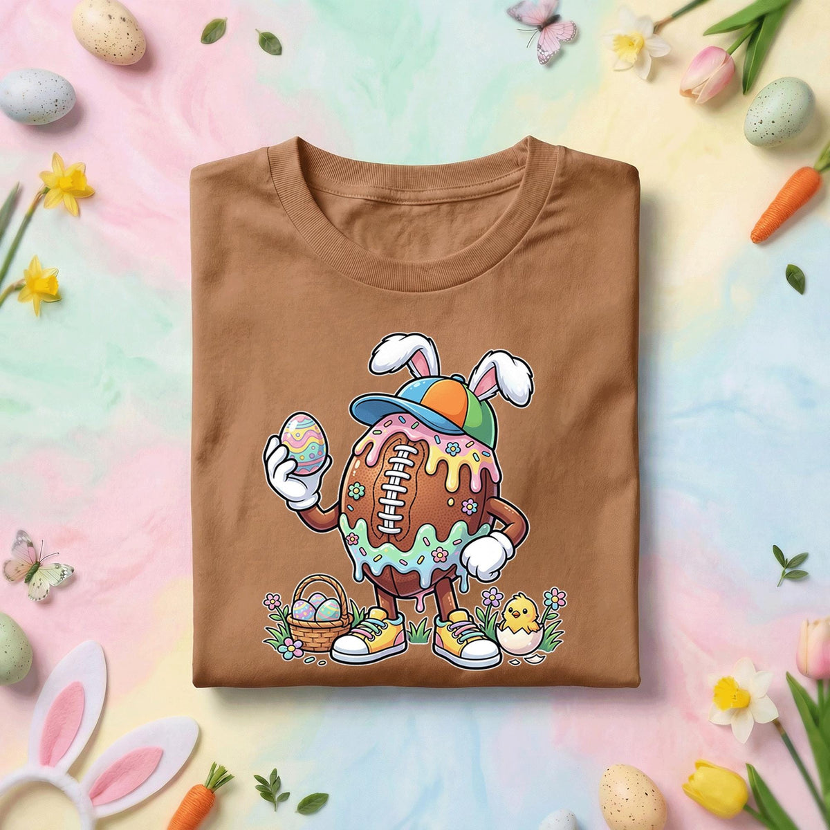 Happy Easter Day Shirt Youth Boys, Kids Football Drip Ice Cream Shirt, Dripping Football Easter Day Apparel