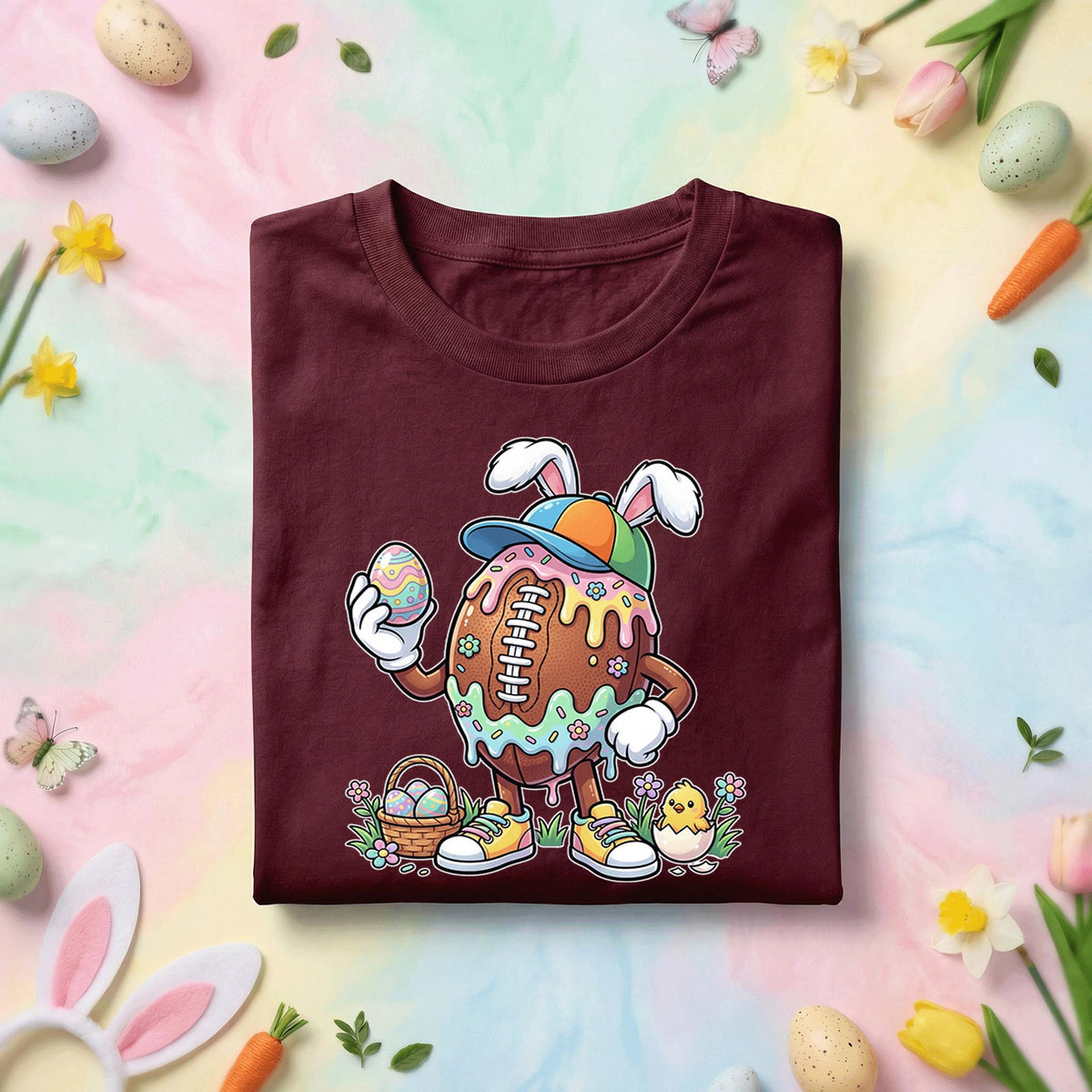 Happy Easter Day Shirt Youth Boys, Kids Football Drip Ice Cream Shirt, Dripping Football Easter Day Apparel