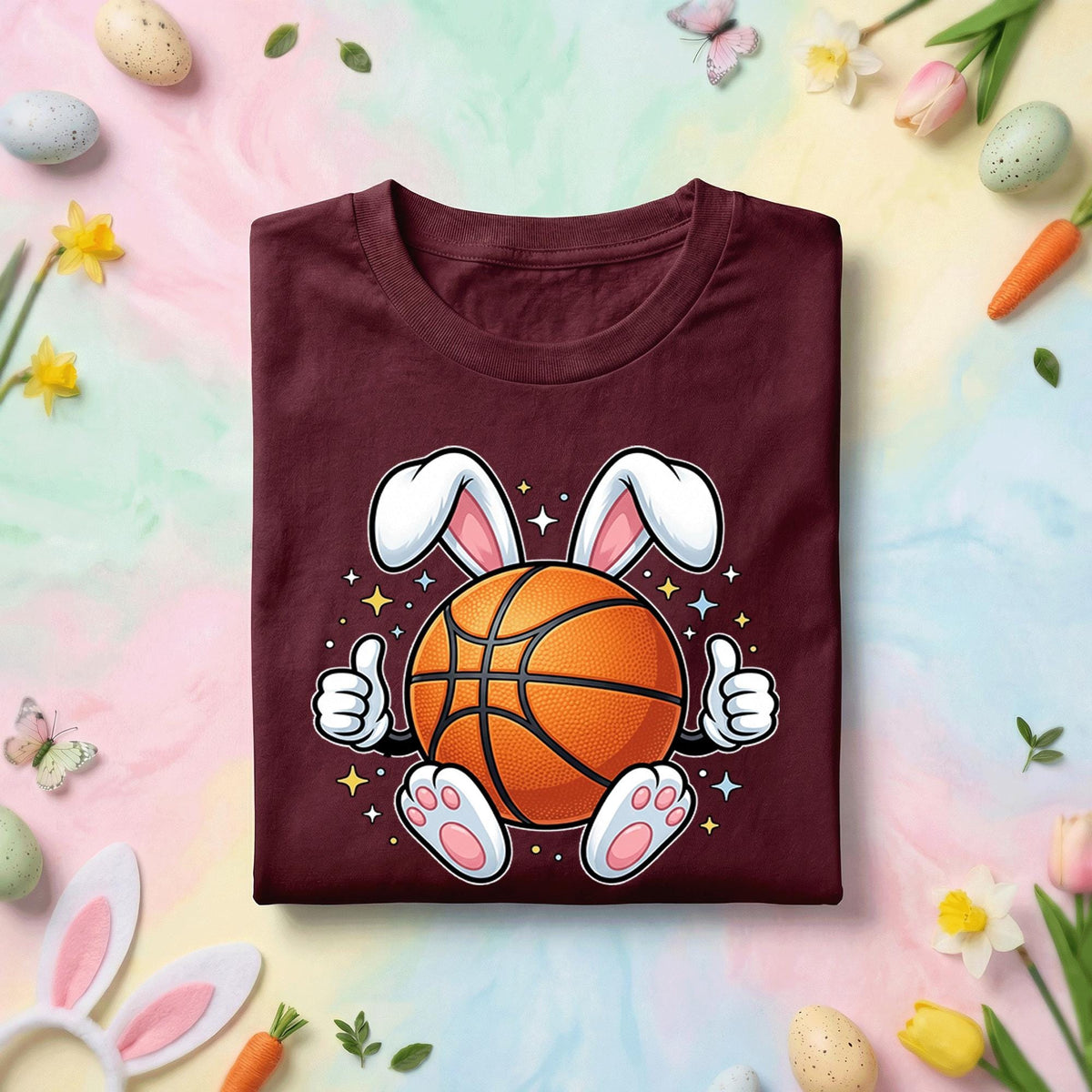 Easter Basketball Bunny Shirt Kids Men Boys Girls, Easter Bunny with Basketball Tee, Fun Spring Sports Shirt, Bunny Ears & Ball Tee