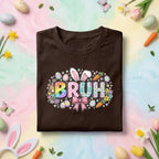 Bruh Easter Bunny Shirt Youth Boys Kids Men, Funny Easter Tee, Rainbow “Bruh” with Bunny Ears and Easter Eggs, Cute Spring Shirt