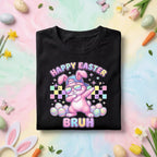 Happy Easter Bruh Shirt Youth Boys Kids, Cool Bunny with Sunglasses and Dabbing