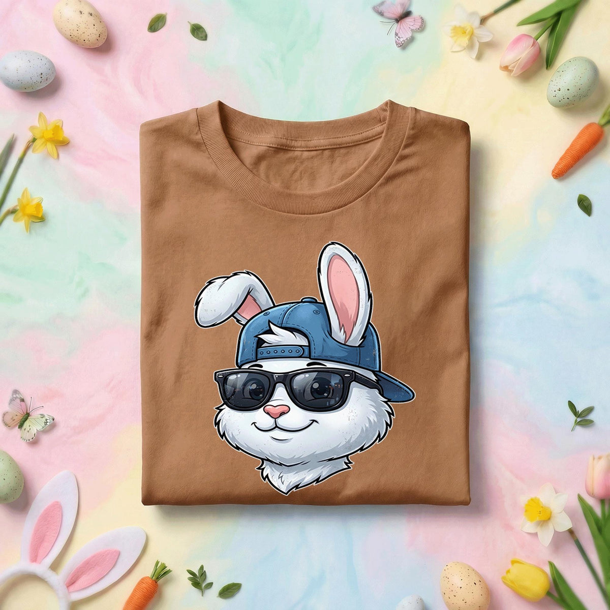 Cool Easter Bunny Shirt Youth Boys Kids Men, Bunny with Sunglasses and Cap, Trendy Easter Tee, Fun Spring Shirt