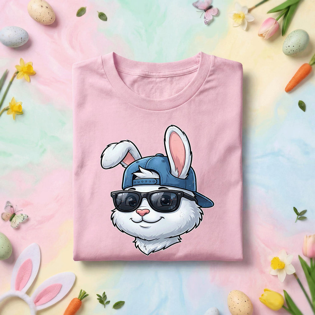 Cool Easter Bunny Shirt Youth Boys Kids Men, Bunny with Sunglasses and Cap, Trendy Easter Tee, Fun Spring Shirt