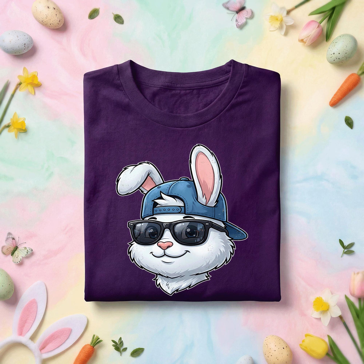 Cool Easter Bunny Shirt Youth Boys Kids Men, Bunny with Sunglasses and Cap, Trendy Easter Tee, Fun Spring Shirt