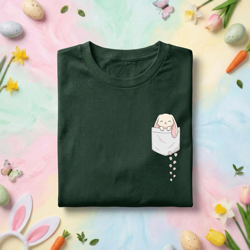 Pocket Bunny Shirt, Cute Bunny in Pocket Easter Shirt, Fun Spring Tee, Adorable Bunny Tee