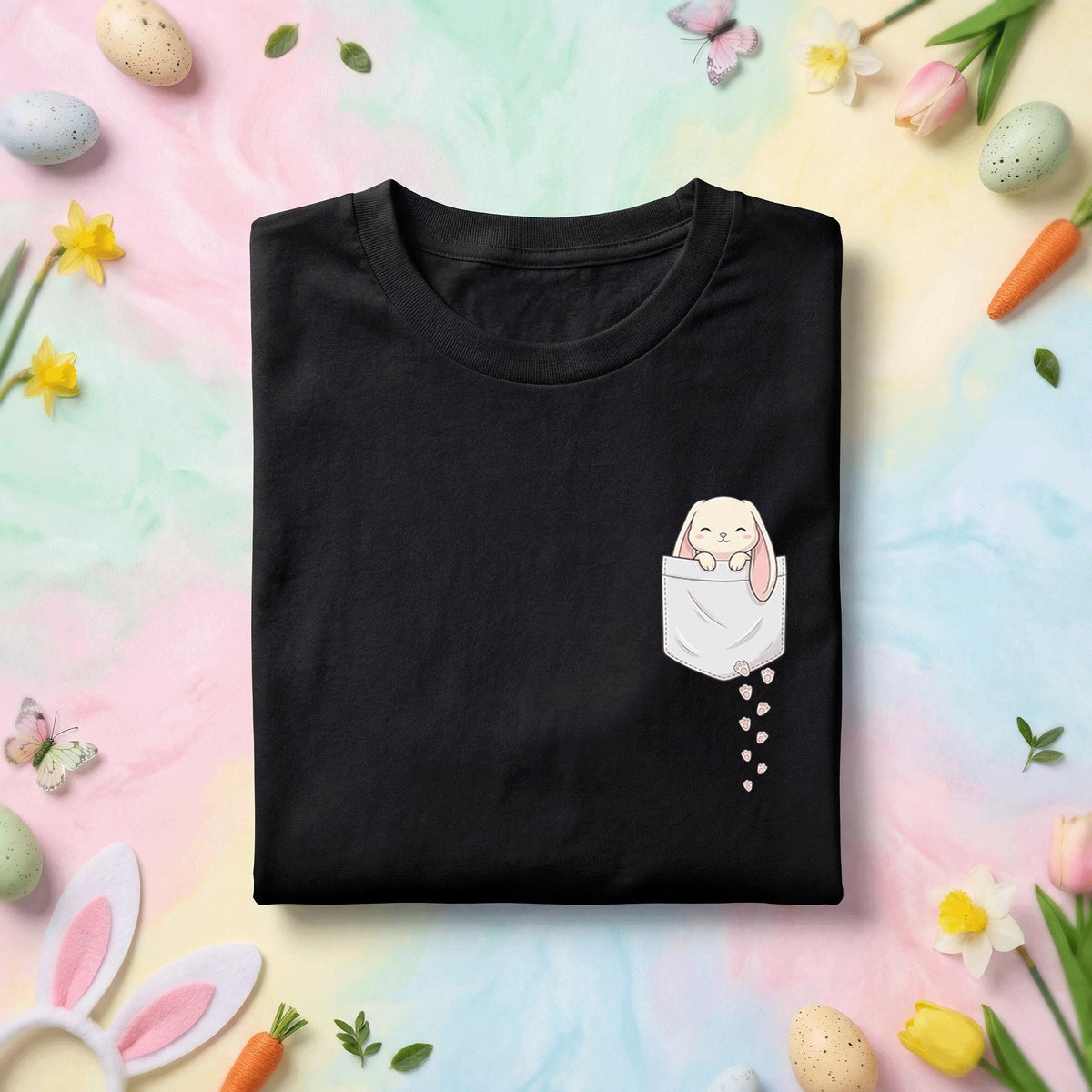 Pocket Bunny Shirt, Cute Bunny in Pocket Easter Shirt