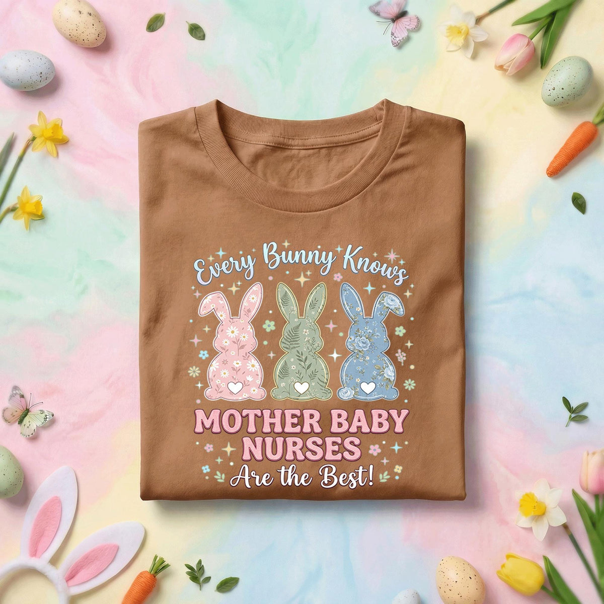 Every Bunny Knows Mother Baby Nurses Are the Best Easter Shirt, Cute MBU Nurse Tee, Spring Bunny Nurse Gift, OB Nurse Celebration Top