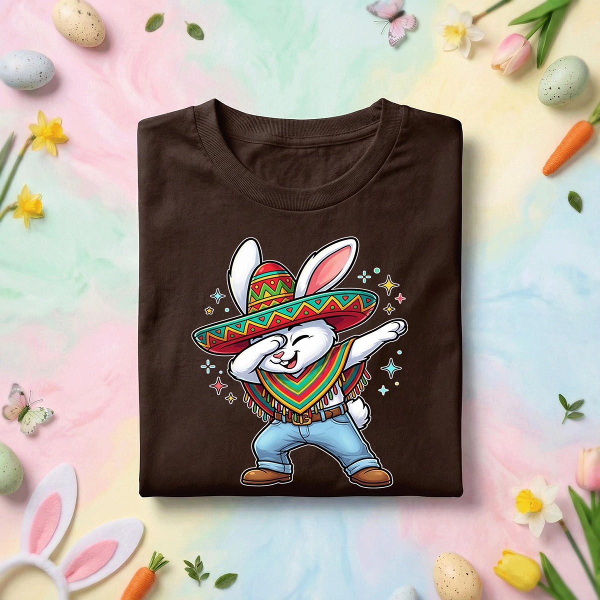 Dabbing Easter Bunny Shirt Mexican, Funny Spring Holiday Bunny Tee, Cute Bunny in Sombrero Easter Celebration Top, Cinco De Mayo Tee