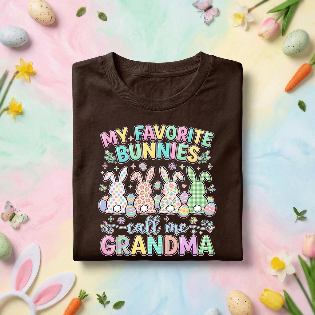 My Favorite Bunnies Call Me Grandma Shirt, Grandma Easter Bunny Tee, Pastel Spring Grandma Gift, Easter Egg Holiday Shirt